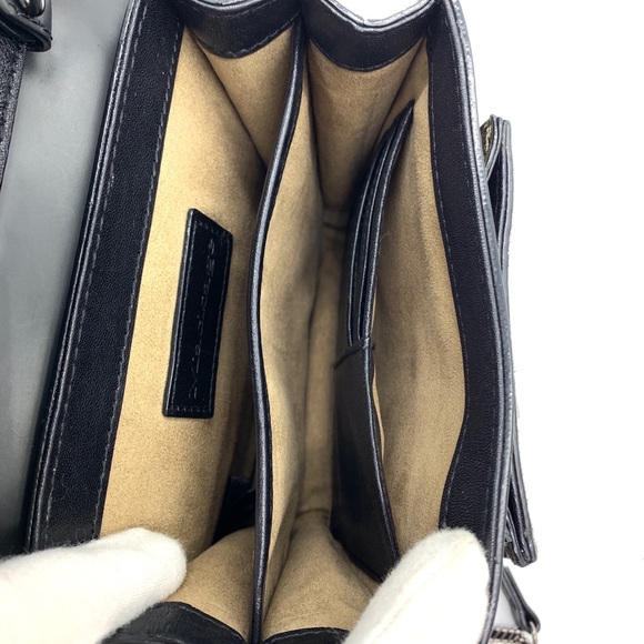 Mackage Rubie Black Green High Gloss Leather Shoulder Crossbody Bag - Picture 12 of 13